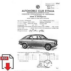 1968 Autobianchi Primula coup 109 CC FIA homologation form PDF download (ACI)